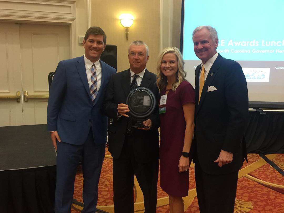 We are thrilled and honored to announce that the Alamance Chamber has been named the 2017 Outstanding Chamber of the Year under 700 members by the Carolinas Association of Chamber of Commerce Executives (CACCE)! Pictured are Mark Owens (President, Greer Chamber and CACCE), Mac Williams (President, Alamance Chamber), Reagan Gural (Vice President, Alamance Chamber) and Henry McMaster (Governor, State of South Carolina) at the CACCE Annual Management Conference Awards Luncheon