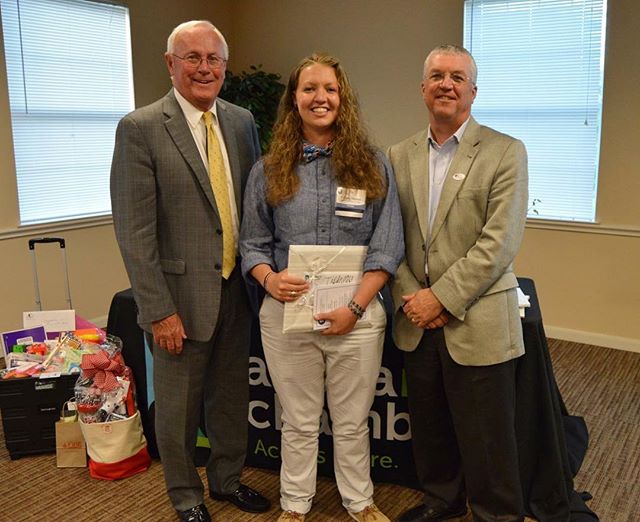 Congratulations to Tiffany Helton, the 2018 ABSS Teacher of the Year! 
Tiffany is pictured with Mac Williams, Chamber President and Dr. Bill Harrison, Superintendent for ABSS