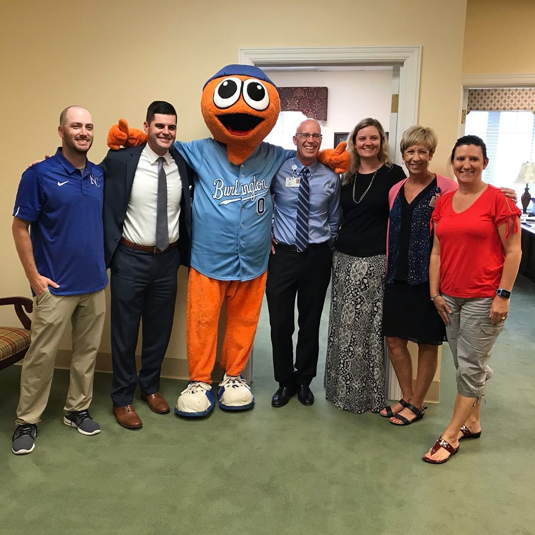 Yesterday was a busy day for @broyalskc mascot BINGO! Along with Alamance Chamber & Burlington Royals staff, BINGO surprised a few lucky chamber members in honor of Business At The Ballpark coming up on Thursday. If your company needs extra tickets for the game, give us a call!